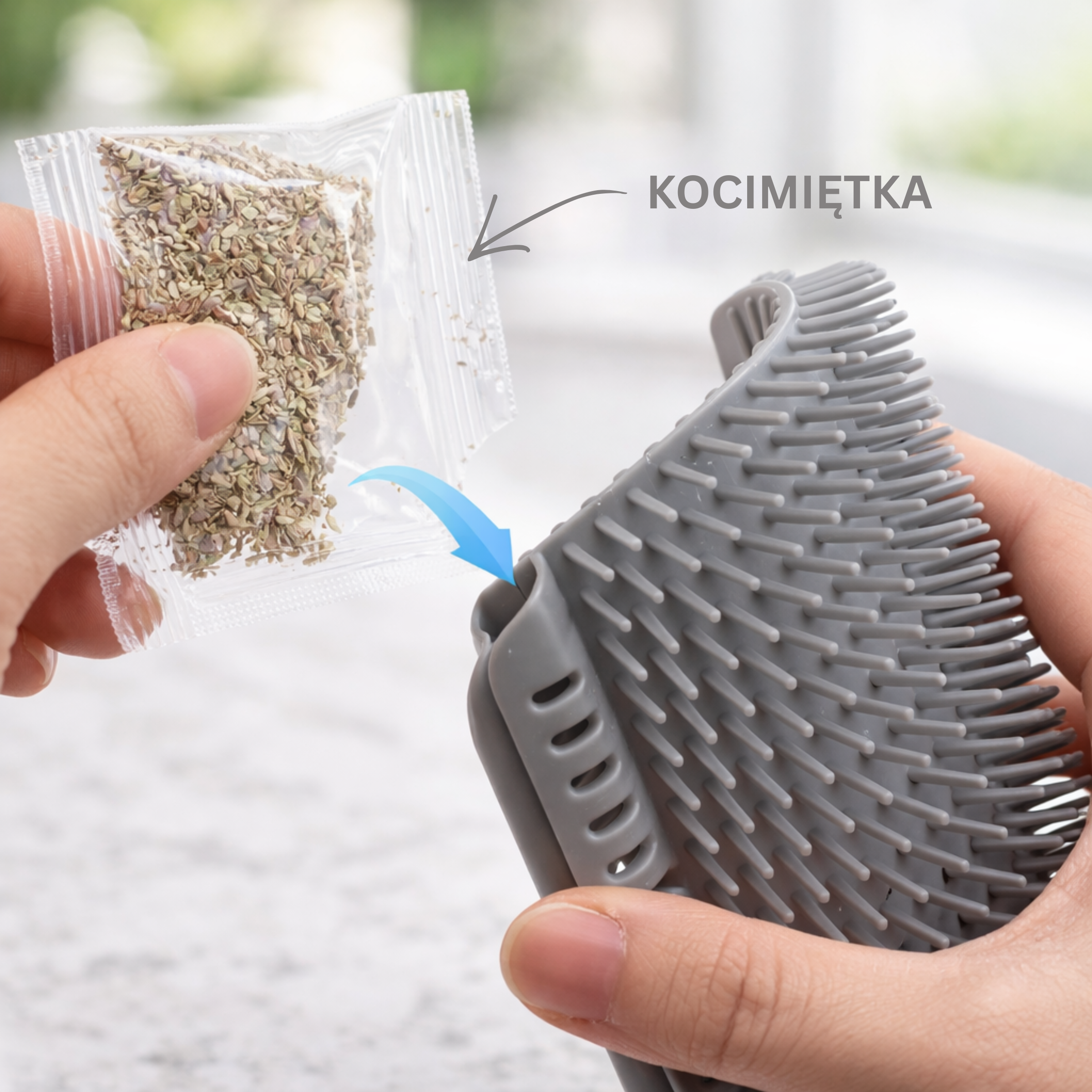 Szczotka Narożna dla kota z wkładem z kocimiętką do ocierania się