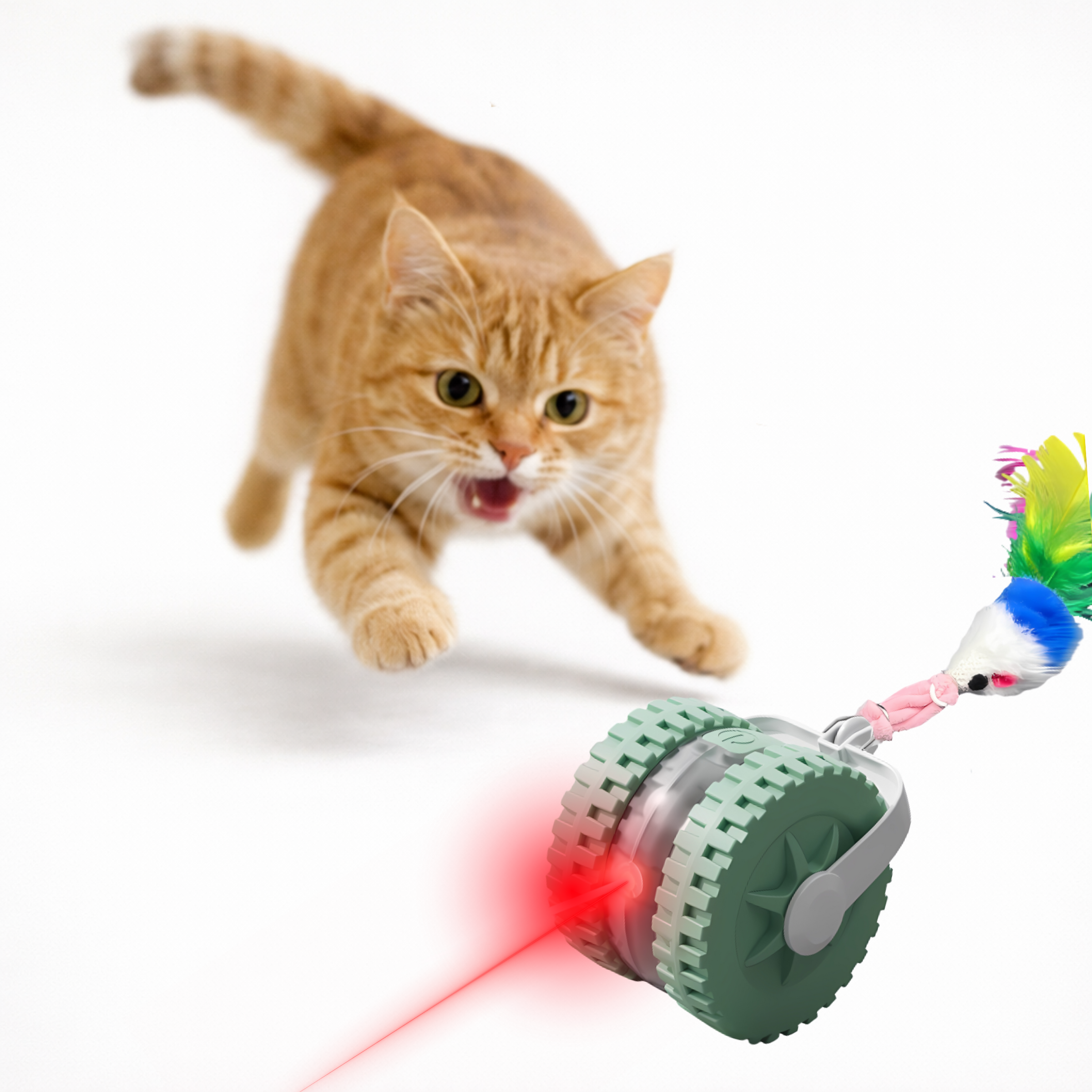 Interaktywna Zabawka dla Kota z Laserem Pluszową Myszką i Sznurkiem