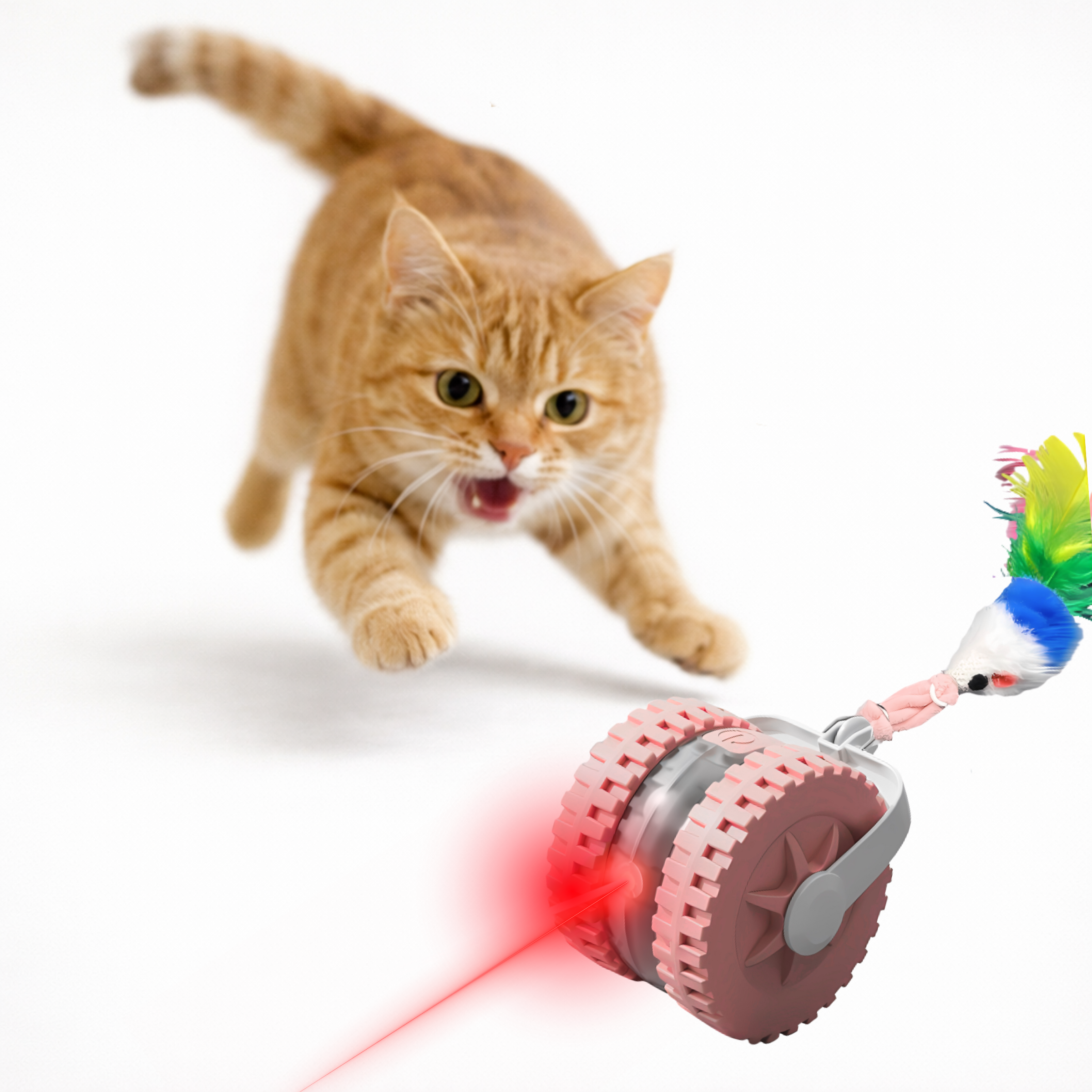 Interaktywna Zabawka dla Kota z Laserem Pluszową Myszką i Sznurkiem