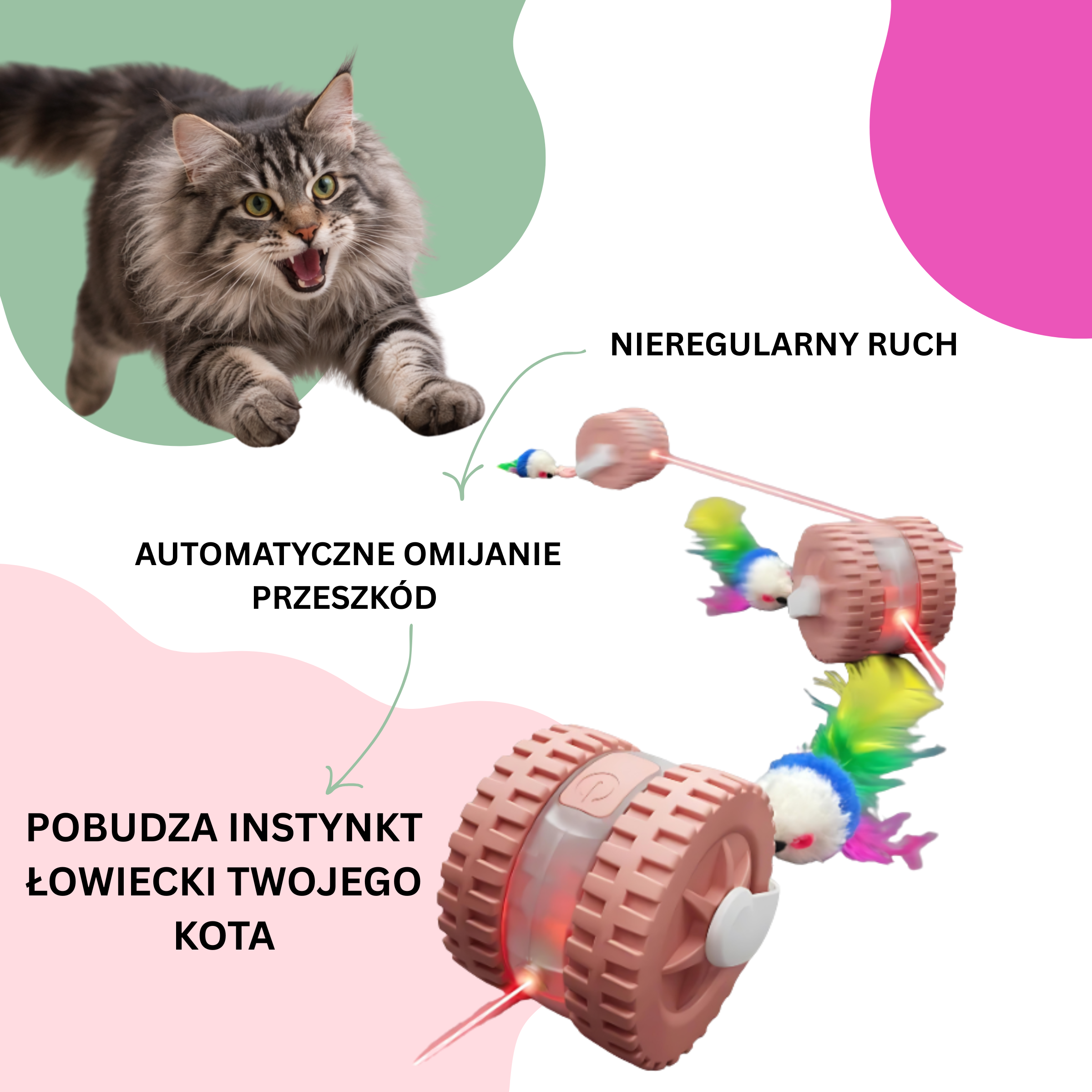 Interaktywna Zabawka dla Kota z Laserem Pluszową Myszką i Sznurkiem