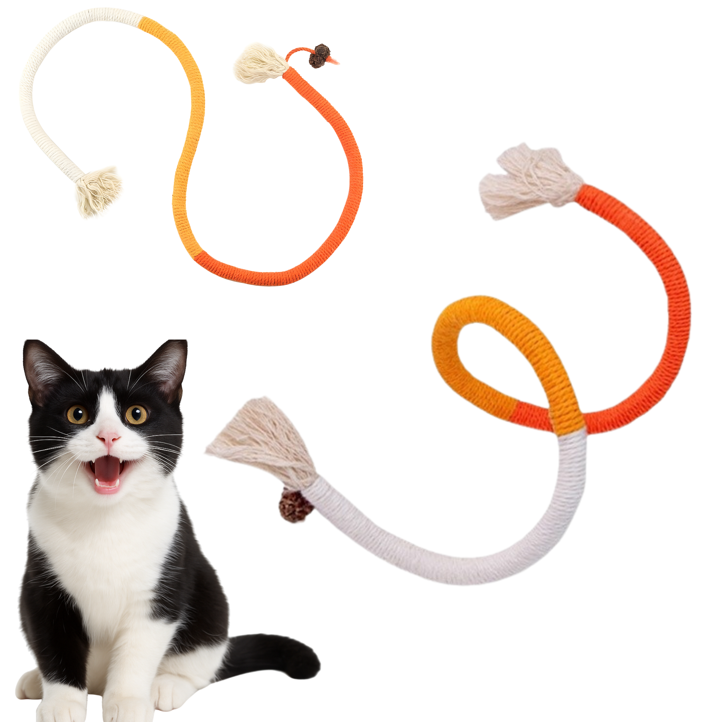 Zabawka dla Kota Sznurek z owocem Actinidii - naturalna, ręcznie wykonana - różne kolory